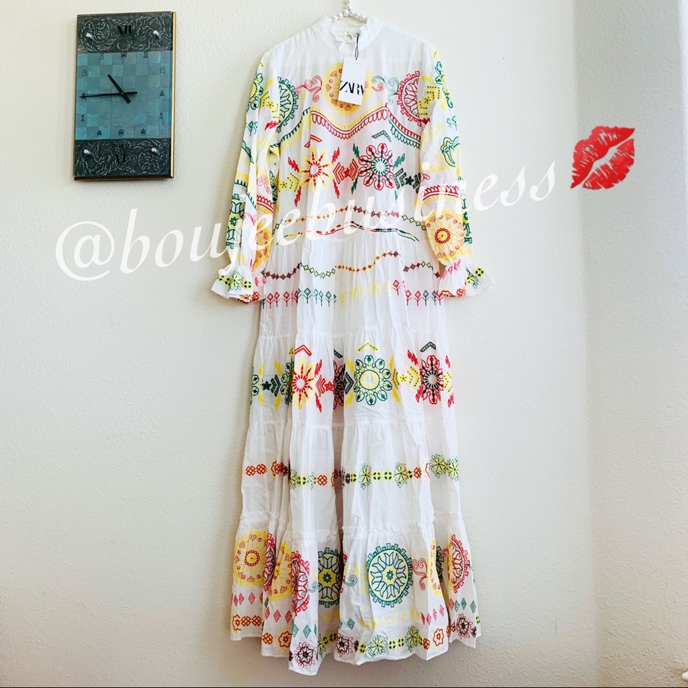 ZARA Voluminous Embroidered Dress - Picture 9 of 9